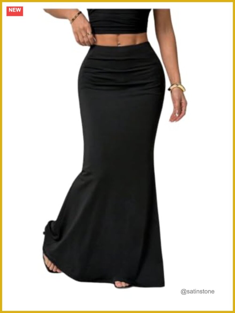 Plus Size Maxi High Waisted Bodycon Skirt with Fishtail Hem